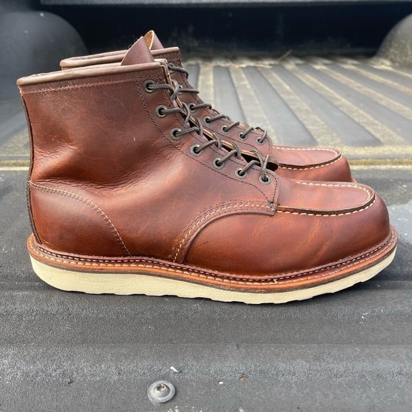Red Wing Heritage Moc Toe 1907 Copper Rough & Tough Leather Wedge Boot Size 12 D - Picture 3 of 9
